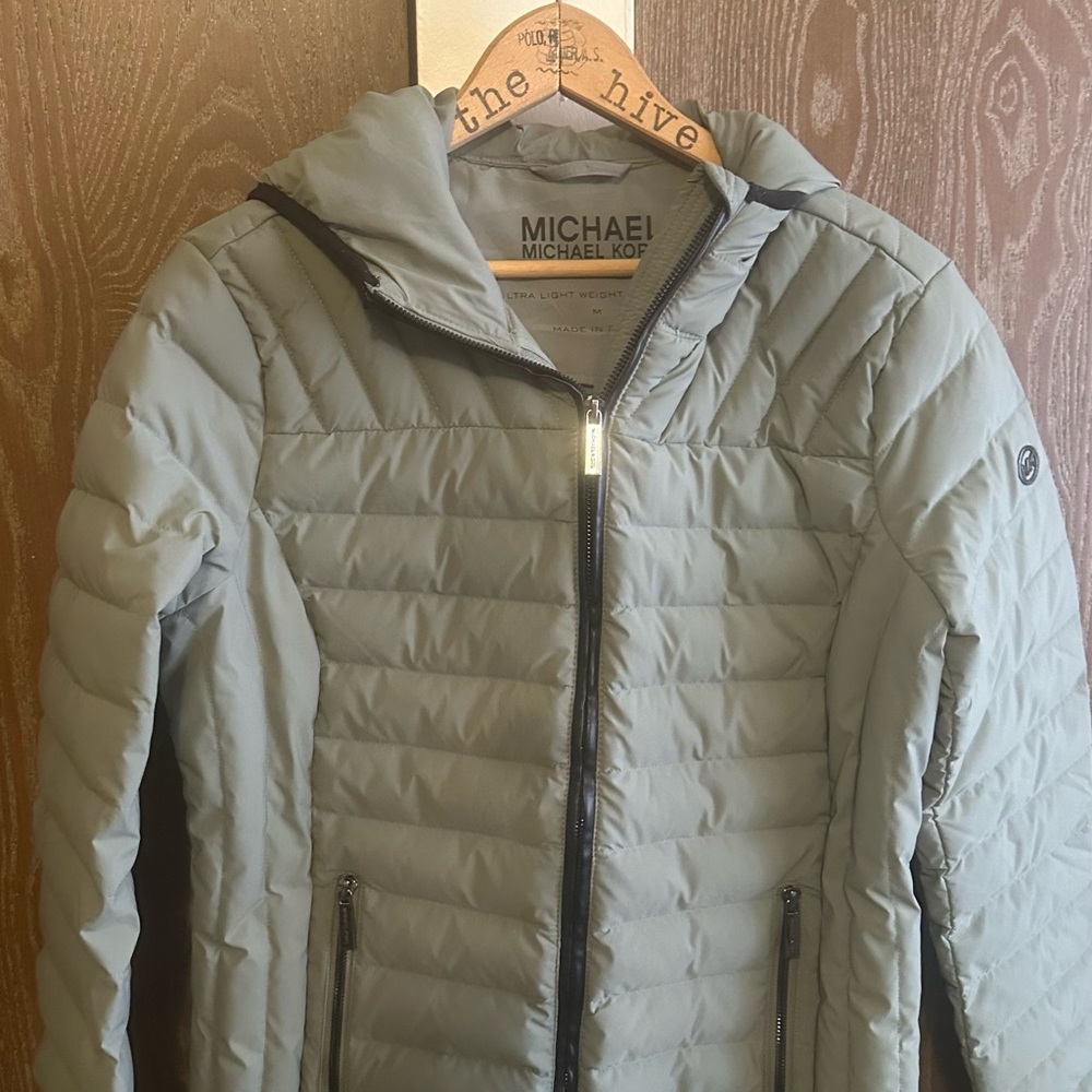 Michael Kors Ultra Light Sage Green down filled Jacket
